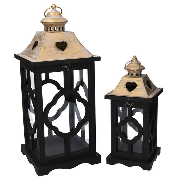 acquista Set 2 Lanterne en bois noir