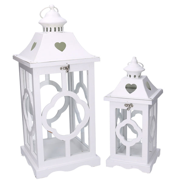 prezzo Set 2 Lanternes en bois blanc