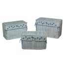 Set 3 Baule in rattan azzurro andrea fodera fiori blu -1