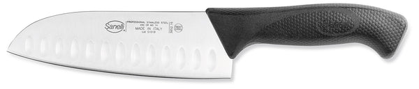 Couteau Santoku Olive 16 cm Lame Antidérapante Sanelli Skin Manche Noir sconto