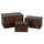 Lot de 3 malles en bois et simili cuir marron rectangulaires