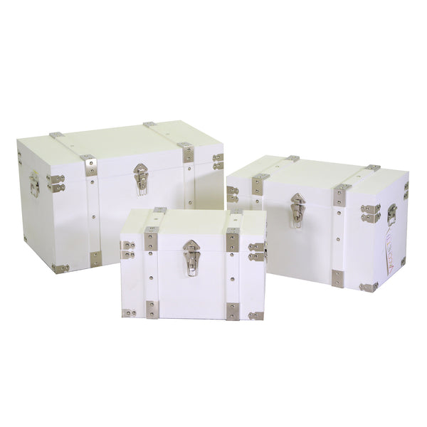 Lot de 3 Malles Rectangulaires en Bois Blanc online