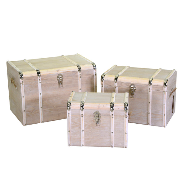 prezzo Lot de 3 malles rectangulaires en bois blanchi