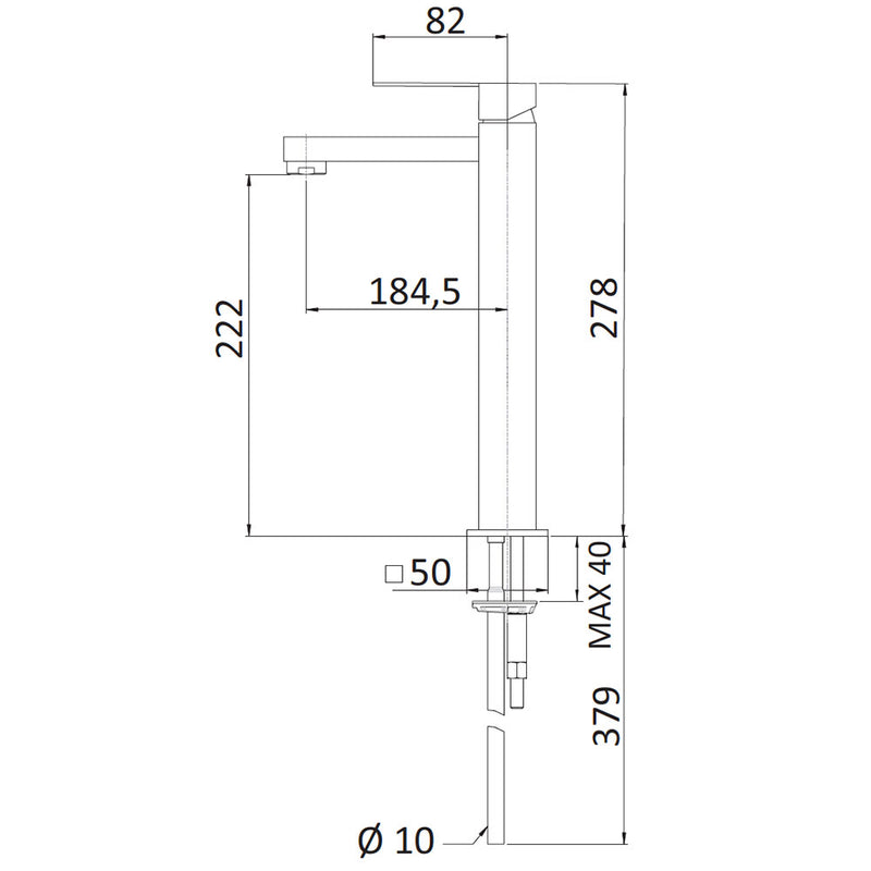 Rubinetto Miscelatore Monocomando Lavabo Alto XL in Ottone Mariani Polar Cromato-2