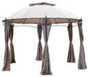 Gazebo da Giardino Ø 350 cm in Acciaio Bauer Beige-2