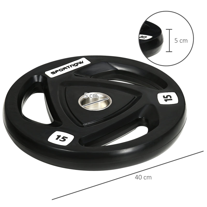 Set di 2 Dischi Pesi da 15 kg per Bilanciere Ø40x5 cm in Acciaio con Rivestimento in Gomma Nero-3