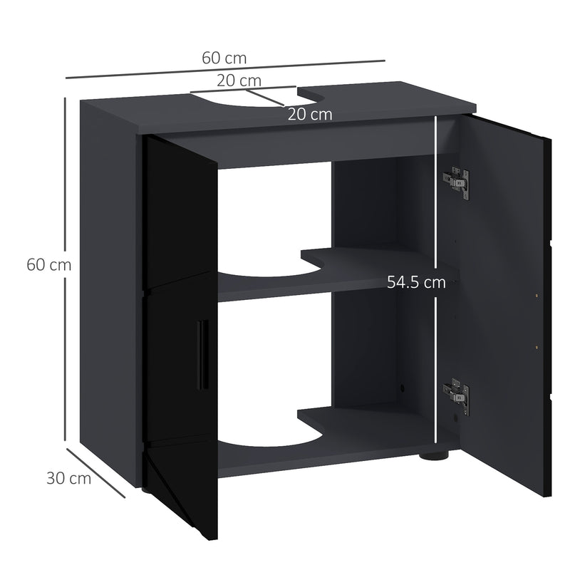 Mobile Sotto Lavabo Bagno per Piedistallo 60x30x60 cm in Legno Truciolare Nero-3