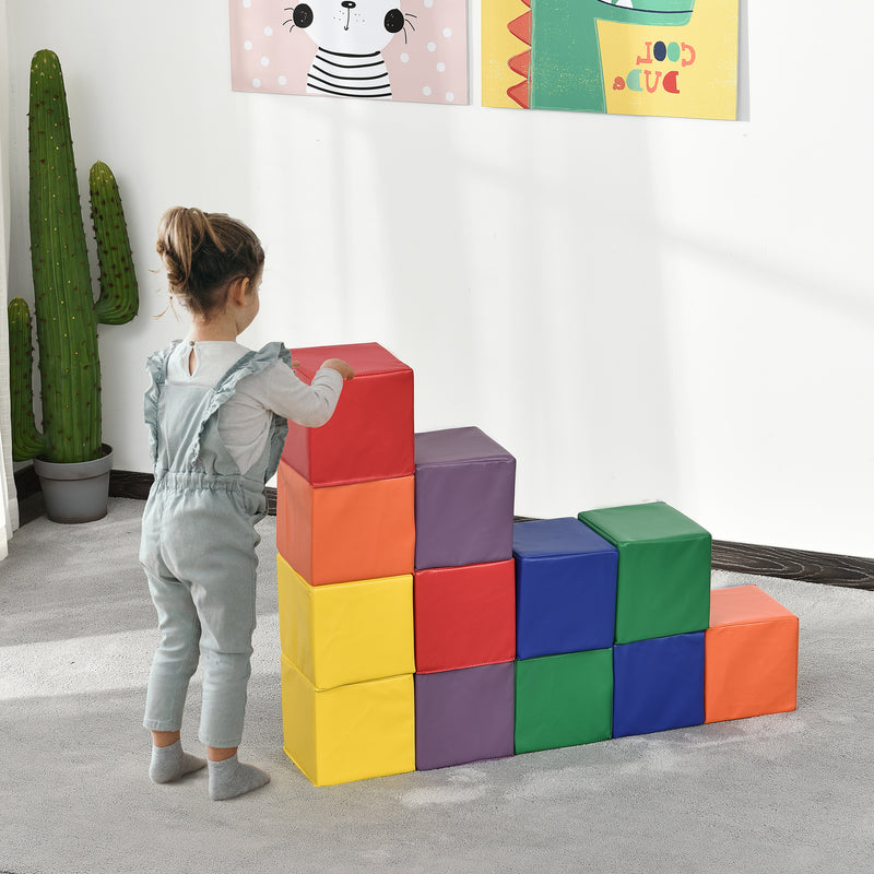 Set 12 Cubi Morbidi per Bambini 20x20x20 cm Multicolore-2