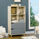 Libreria con 2 Cassetti 70,2x35x130 cm in Truciolato e MDF Naturale e Grigio-2