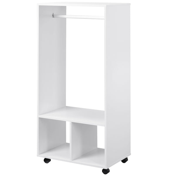 prezzo Mobile Appendiabiti con Barra in Alluminio e 2 Ripiani Aperti 60x40x128 cm in Truciolato Bianco