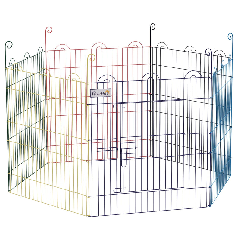 Recinto per Cani 6 Pannelli Ø120x60 cm in Metallo Multicolore-9