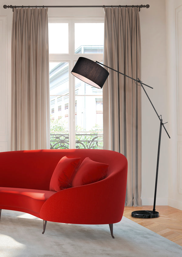 sconto Lampadaire LED d'intérieur en métal noir mat