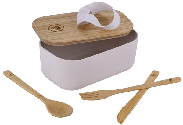 Lunch Box 1100 ml avec Couverts et Couvercle en Fibre de Bambou sconto