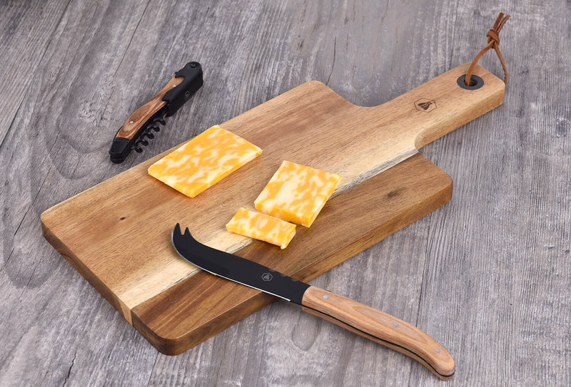 Set Vino e Formaggio 1 Coltello 1 Cavatappi 1 Tagliere Salumi in Legno-5