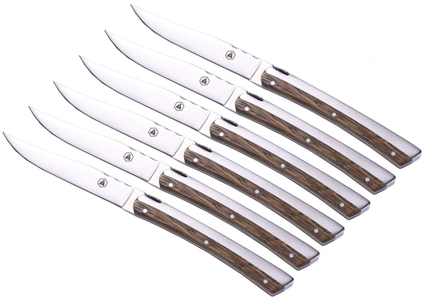 Set de 6 Couteaux à Steak Lame Lisse Manche Bois de Zèbre sconto