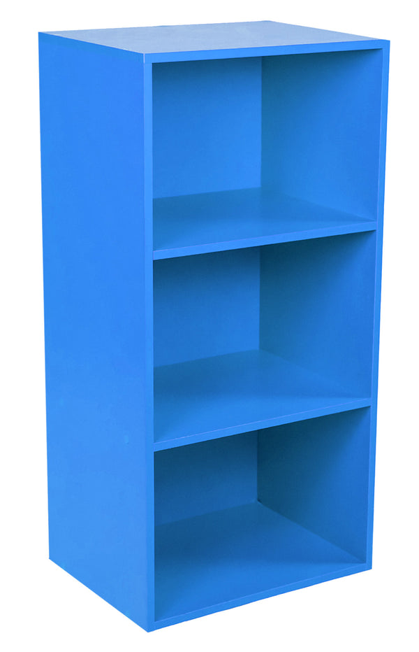 Bibliothèque modulable 3 étagères 40x29,5x80 cm en panneau d'aggloméré bleu sconto