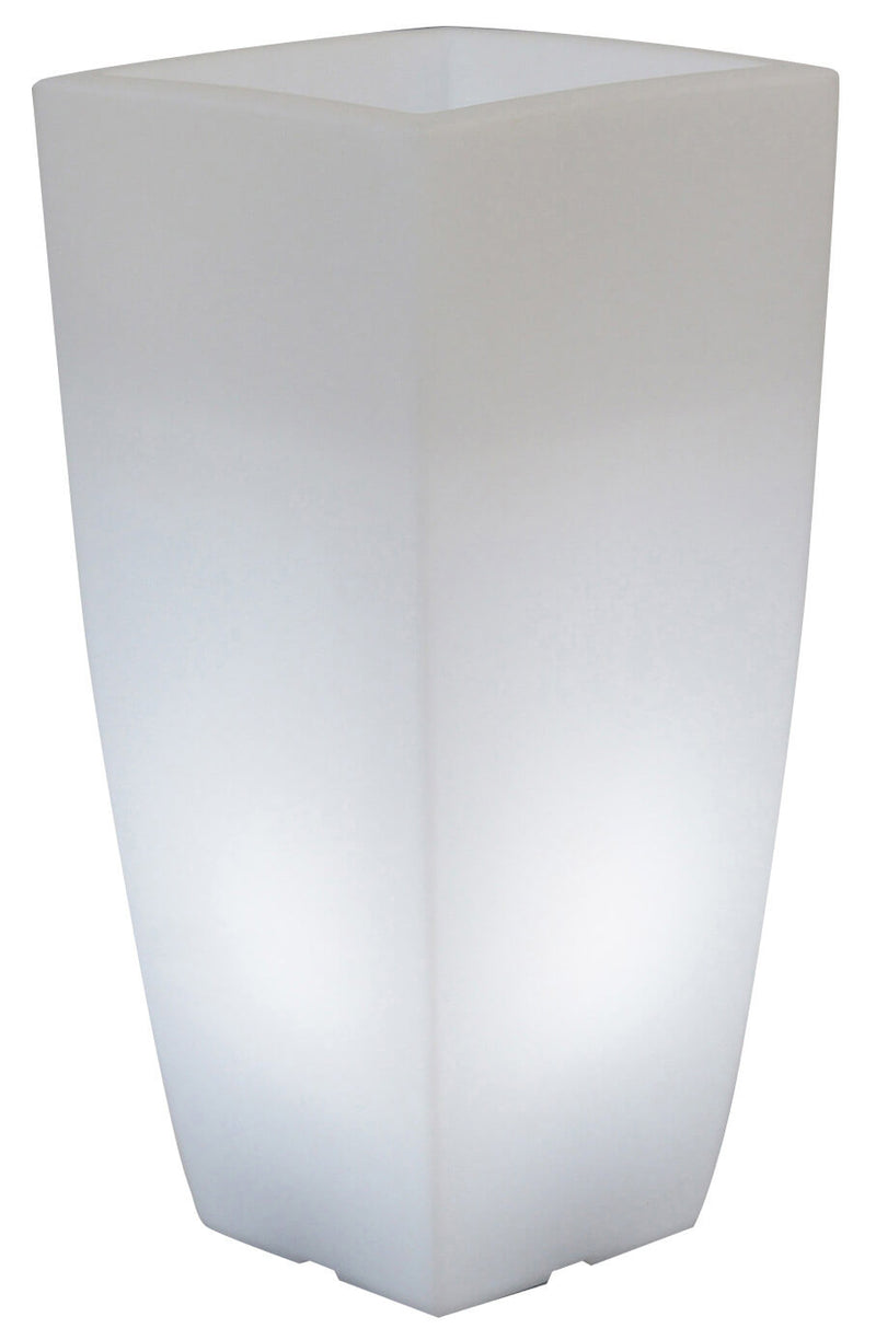 Vaso Luminoso Quadrato 40x40x90 cm in Resina Bauer Bianco Ghiaccio-1