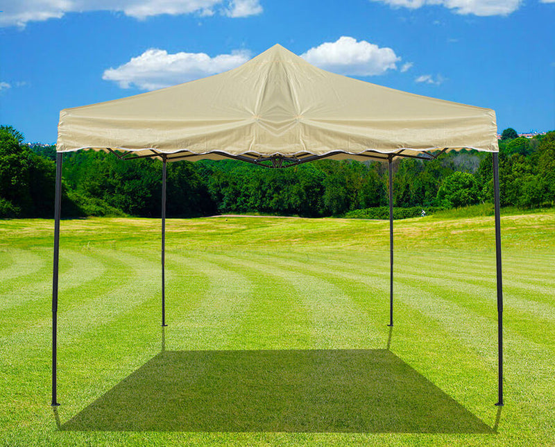 Gazebo da Giardino Pieghevole 3x3m in Acciaio e Tessuto Oxford Beige-2