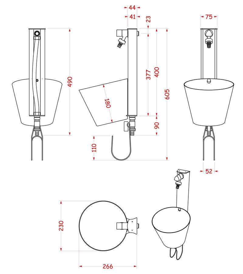 Fontana a Parete da Giardino con doppio Rubinetto 49x23x26,6 cm Belfer 42/PRS Tortora-4