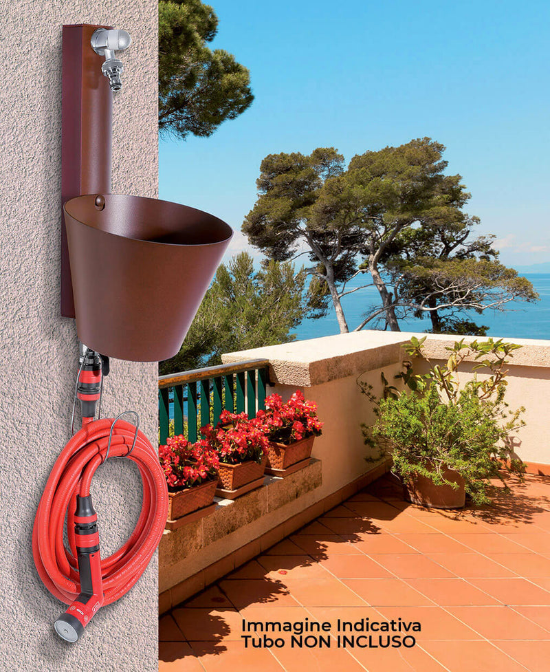 Fontana a Parete da Giardino con doppio Rubinetto 49x23x26,6 cm Belfer 42/PRS Tortora-6