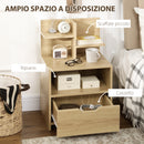 Comodino 1 Cassetto 2 Ripiani 45x35x73 cm in Legno Truciolare Naturale-5