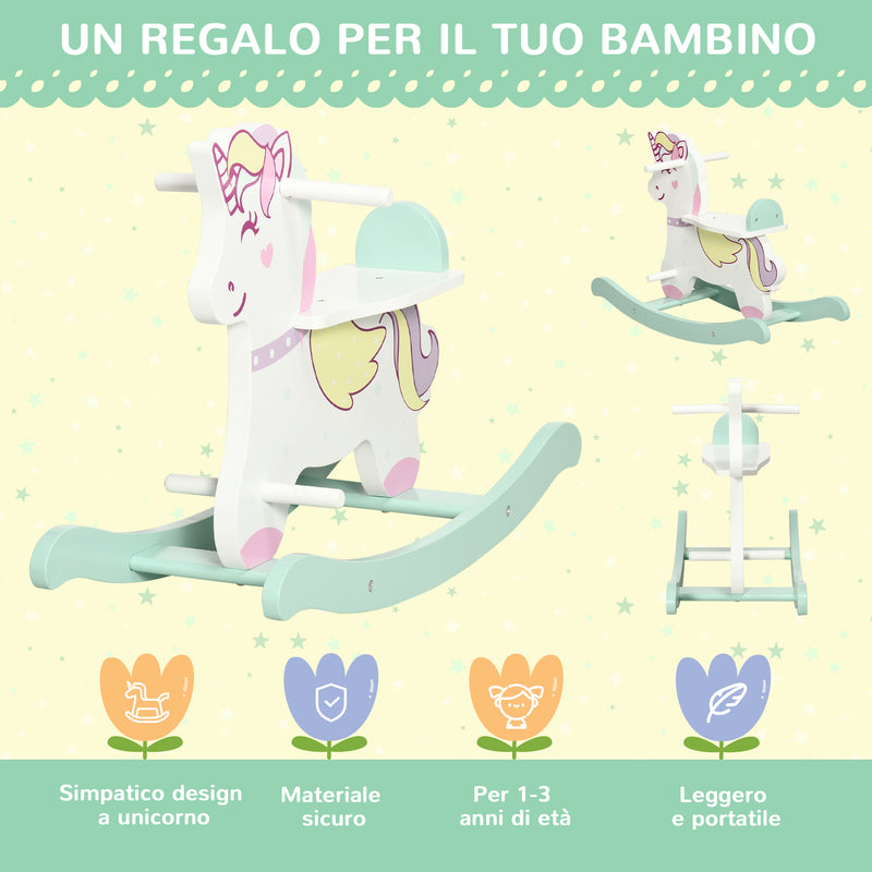 Cavallo a Dondolo per Bambini 68x27x47,5 cm con Maniglie e Pedali in MDF-4