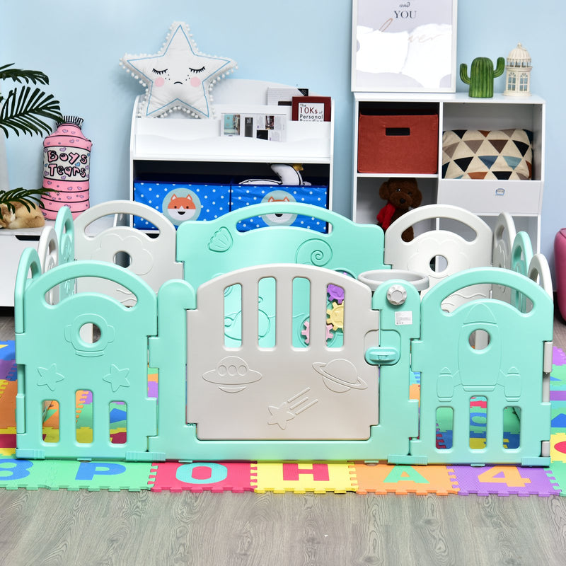 Box Recinto Attività per Bambini 162x122x63 cm  Grigio e Azzurro-2