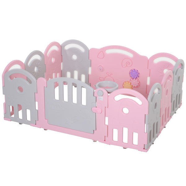 Clôture de parc d'activités pour enfants 162x122x63 cm Gris et rose acquista