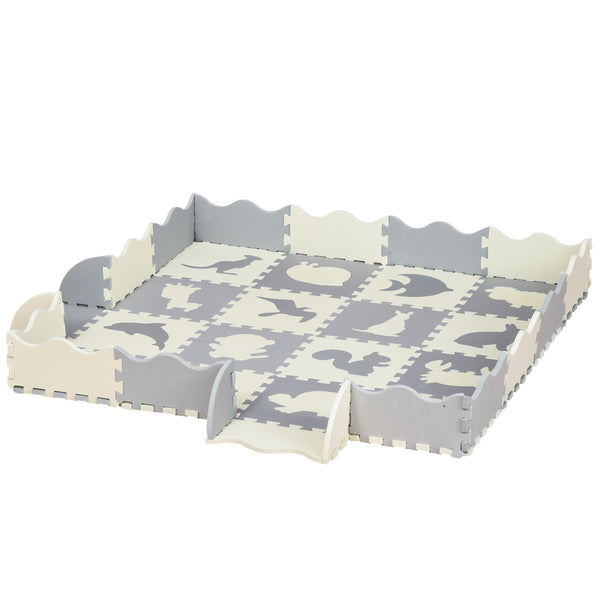 Tapis Puzzle pour Enfants 150x150x1,4 cm en EVA Gris Blanc acquista