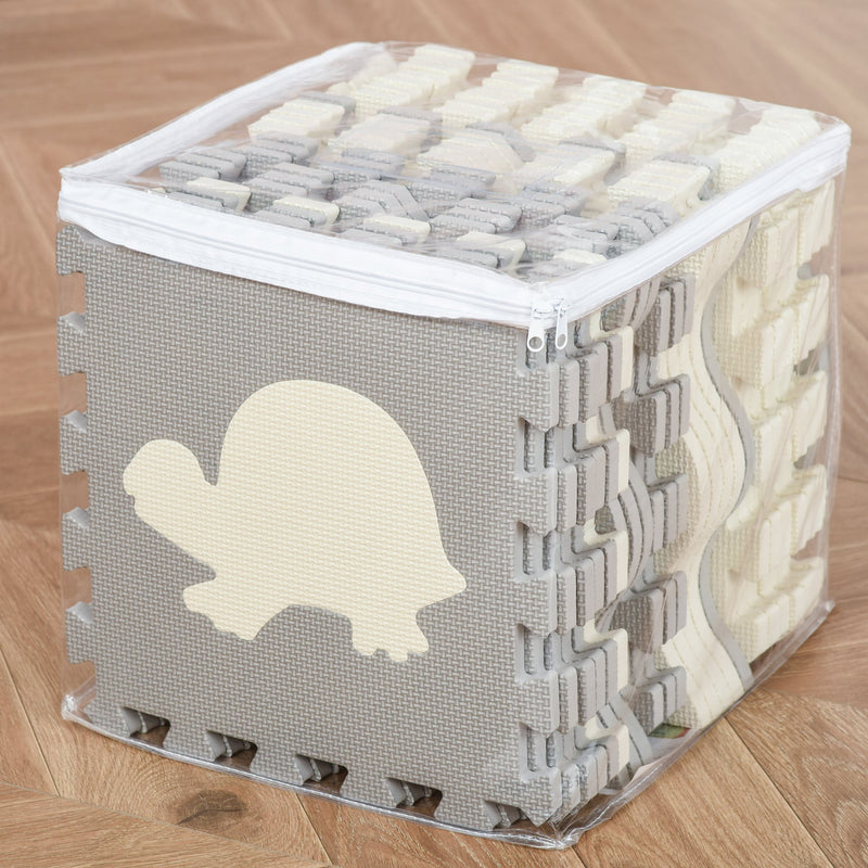 Tappeto Puzzle per Bambini 150x150x1,4 cm in EVA Bianco Grigio-8