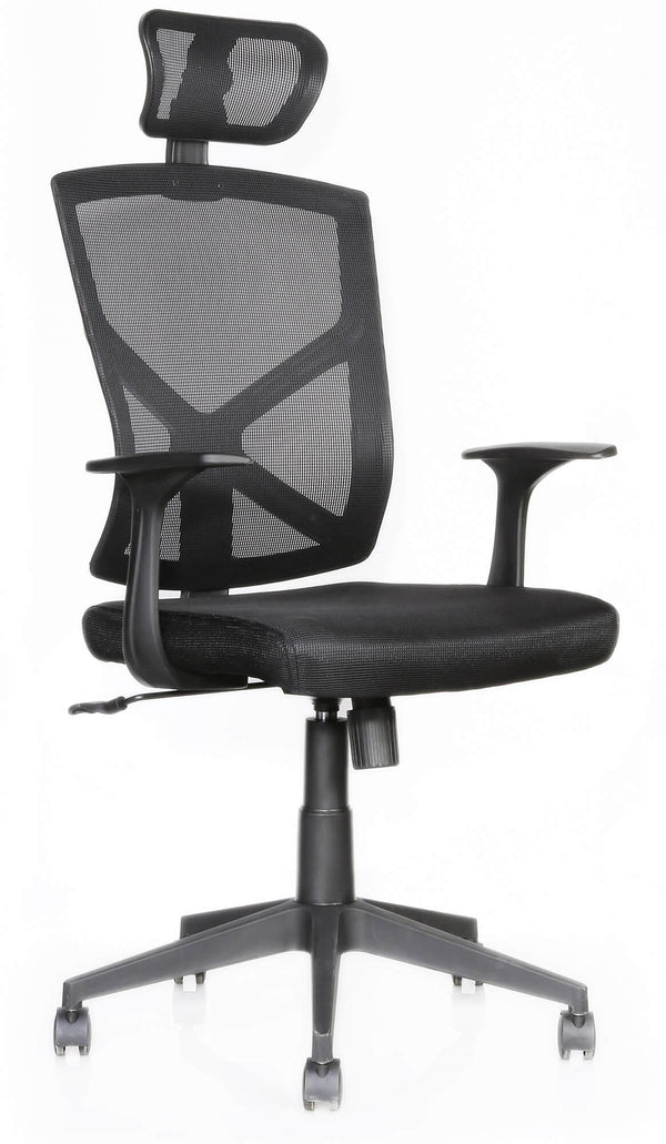 Fauteuil de bureau exécutif en tissu noir Motti Mody sconto