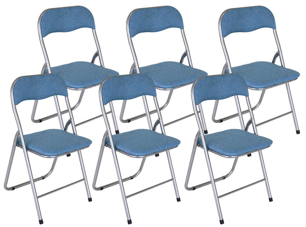 Lot de 6 Chaises Pliantes 45x45x80 cm en Tissu Bleu Clair prezzo