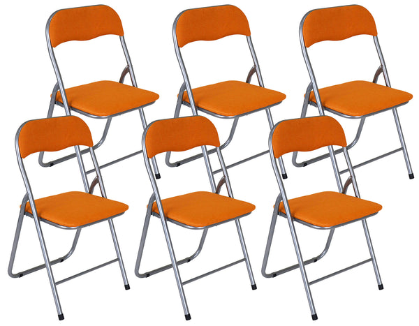 acquista Lot de 6 Chaises Pliantes 45x45x80 cm en Tissu Orange