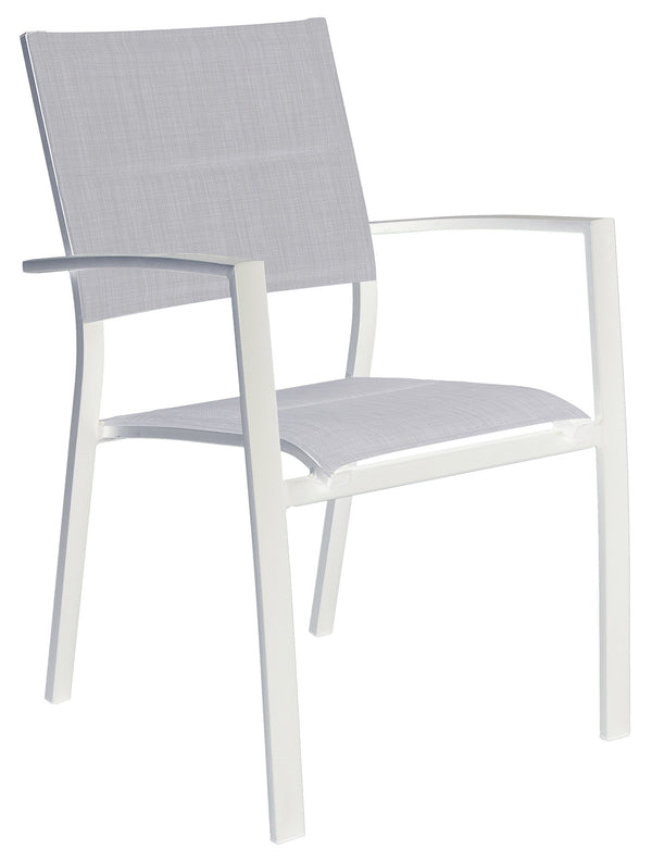 Chaise de jardin empilable 59x56x88 cm en aluminium et textilène rembourré blanc et gris clair online