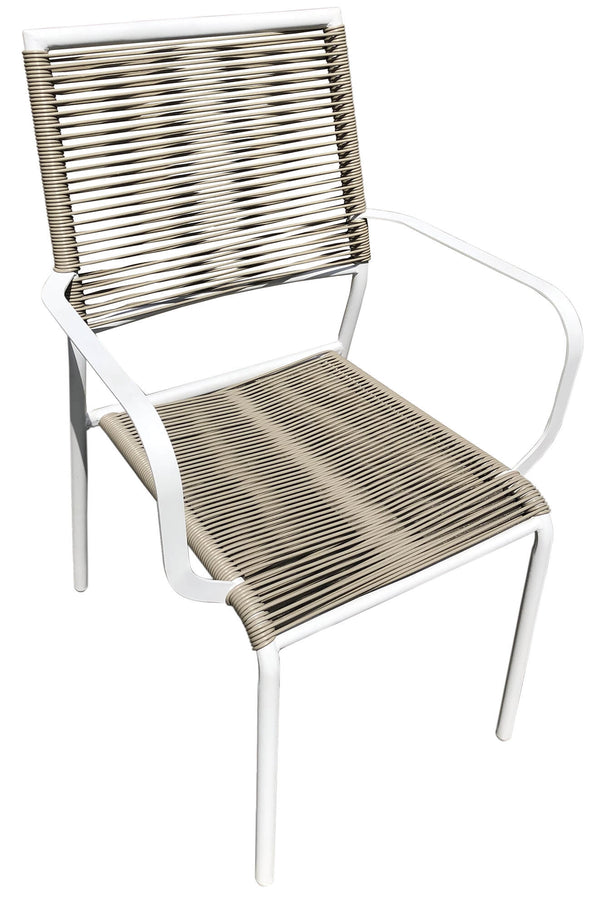 Chaise de jardin 61x56x86 cm en acier et rotin synthétique blanc et beige online