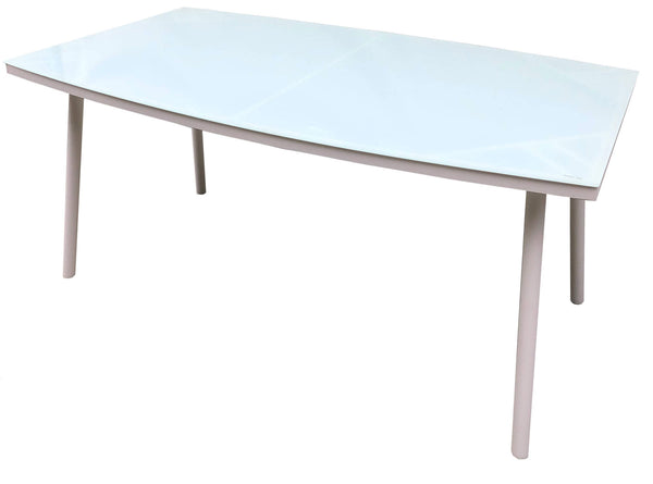 online Table de Jardin 150x90x72 cm en Acier et Verre Trempé Blanc