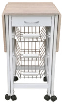 Carrello da Cucina Richiudibile Salvaspazio 96x37x77 cm in MDF Bianco e Sonoma-2