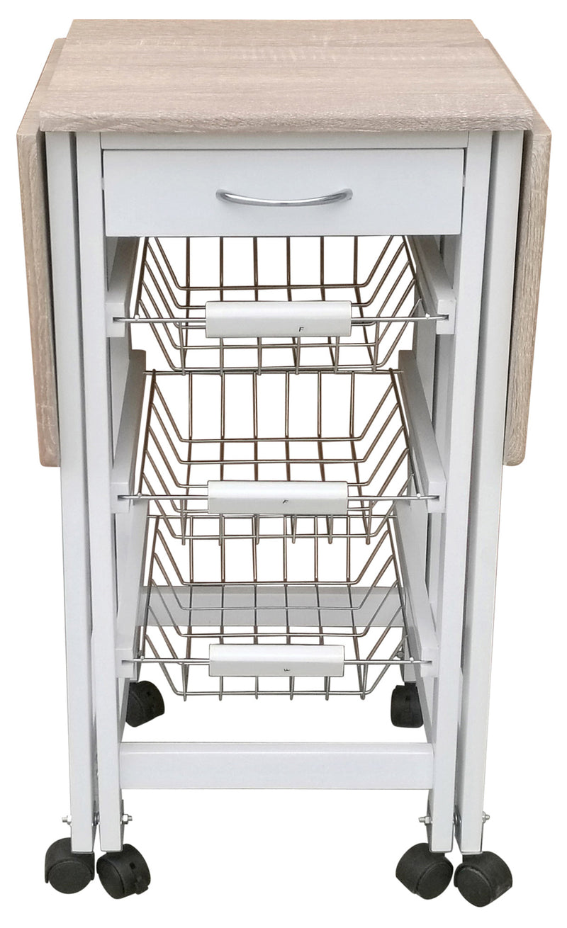 Carrello da Cucina Richiudibile Salvaspazio 96x37x77 cm in MDF Bianco e Sonoma-2