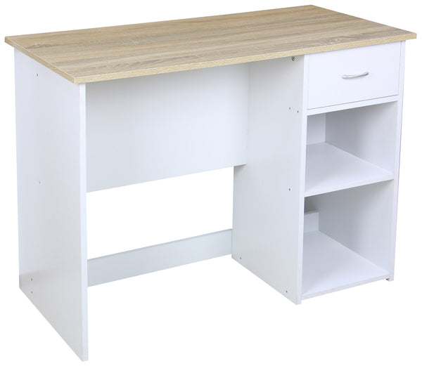 sconto Bureau 80x40x75 cm en Aggloméré Blanc et Sonoma