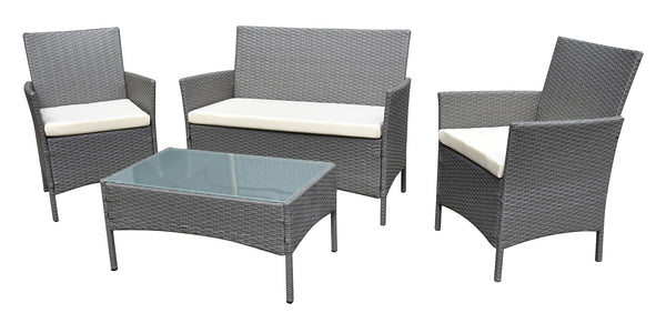 prezzo Ensemble Salon de Jardin Canapé 2 Fauteuils et Table Basse en Acier Moka