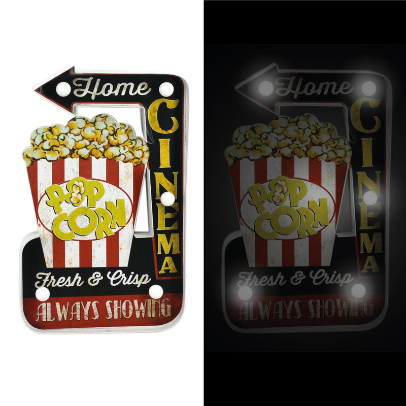 Insegna in metallo pop corn con led cm 25x40,5x5-1