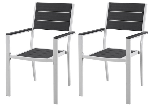 sconto Lot de 2 Chaises de Jardin 60x55,5x88,5 cm avec Accoudoirs en Acier et Plastique Moulé Blanc et Gris Foncé