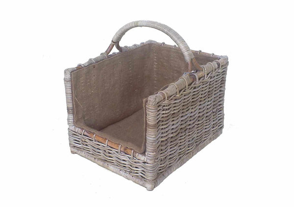 Panier à bûches droit rectangulaire cloe avec doublure en jute 50x38xh33/47 cm prezzo