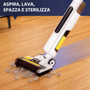 Aspirapolvere Lavapavimenti Senza Fili Wet & Dry Scopa Elettrica con 2 Serbatoi Bianco-4