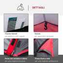 Tenda da Campeggio 2 Posti 426x206x154 cm con Vestibolo e Porte con Cerniera Grigio-5