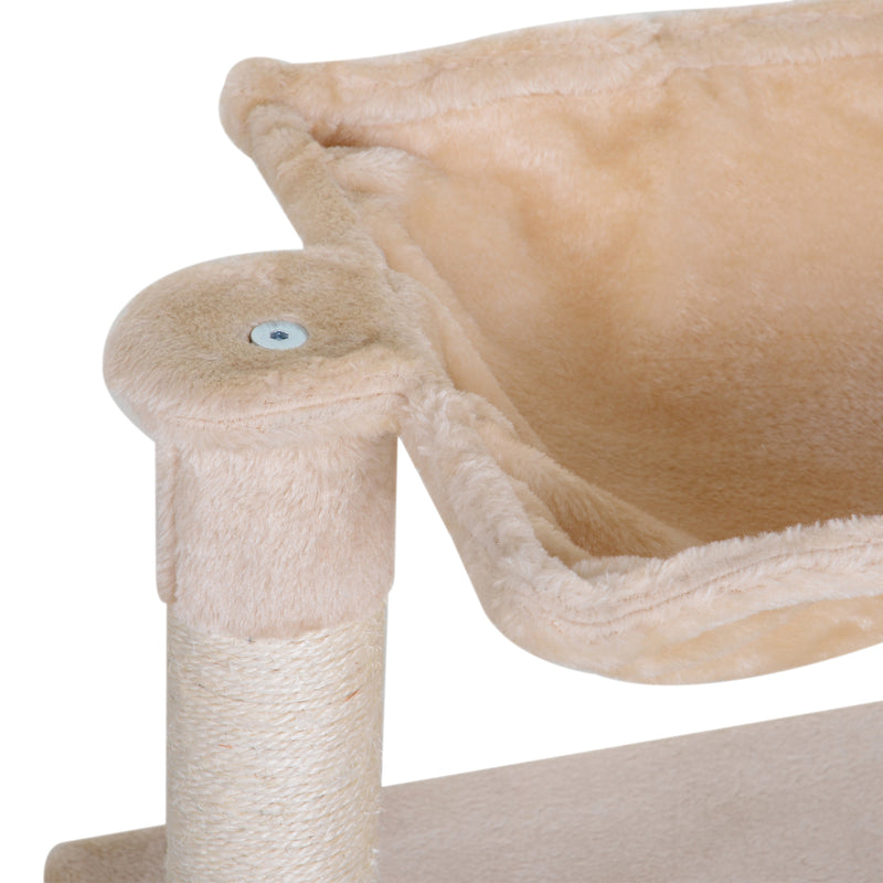 Torre Tiragraffi per Gatti 50x36x70 cm in Legno e Peluche Beige-9