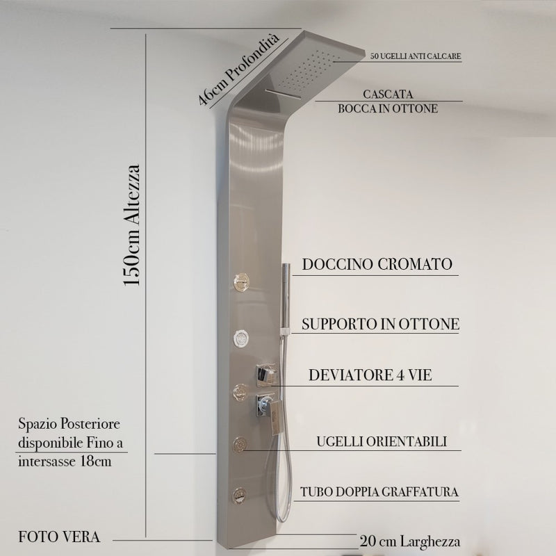 Colonna Doccia Idromassaggio in Acciaio Spazzolato Bonussi Austin Inox-1