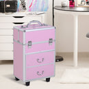 Trolley per Estetista Make Up Trucchi 36x23x58-103 cm in Alluminio Rosa-2