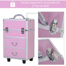 Trolley per Estetista Make Up Trucchi 36x23x58-103 cm in Alluminio Rosa-5