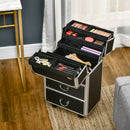 Trolley per Estetista Make Up Trucchi 36x23x58 cm in Alluminio e Acciaio Nero-8